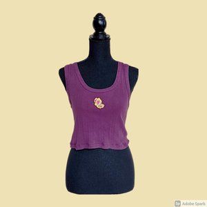 Vintage purple butterfly crop top size XL